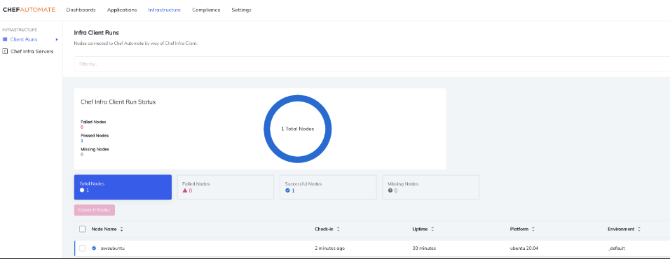 Node under Infrastructure Tab in Chef Automate
