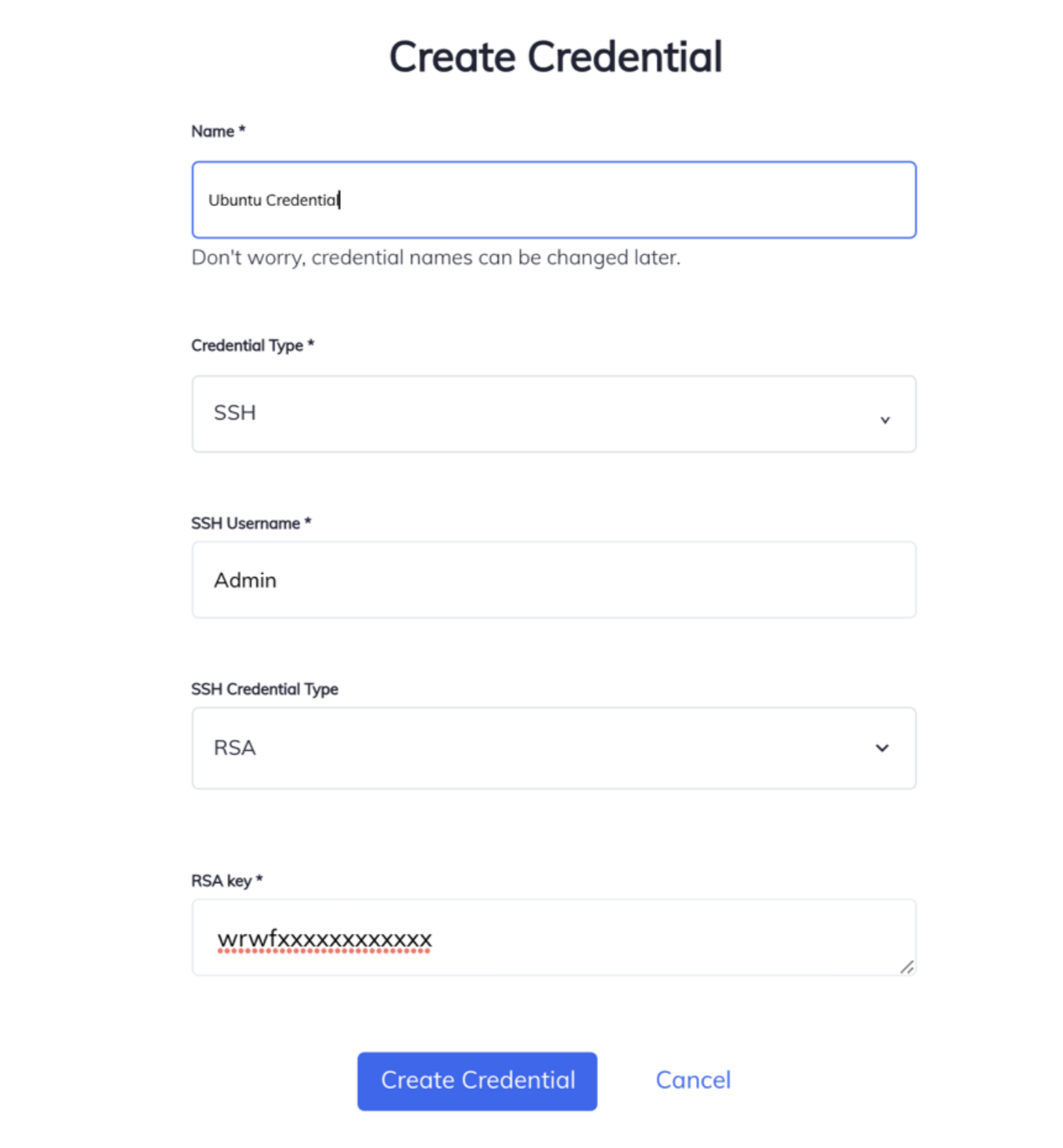 Create credentials